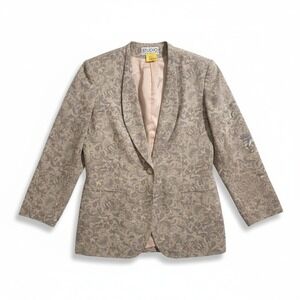 Studio Collection Vintage Tan Gray Paisley Jacquard Blazer, Womens Size 4 Jacket